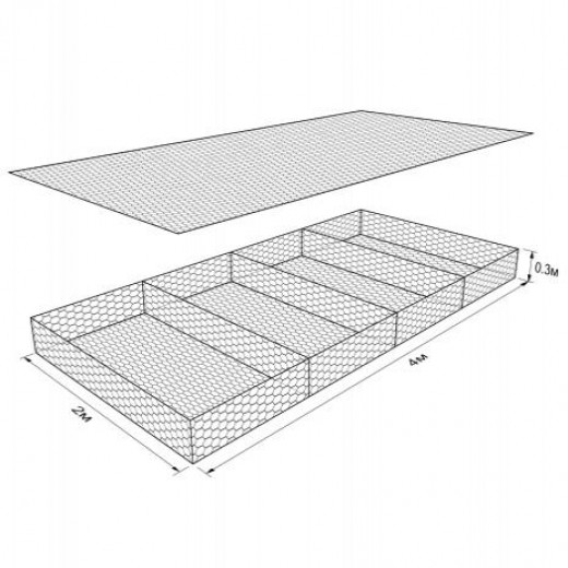 Габион ГСИ-М-4,0х2,0х0,3-С80-3,0/4,0-ЦП