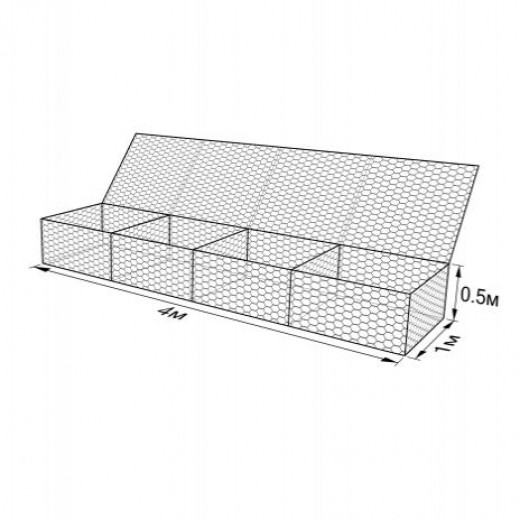 Габион ГСИ-К-4,0х1,0х0,5-С60-2,4/3,4-ЦП