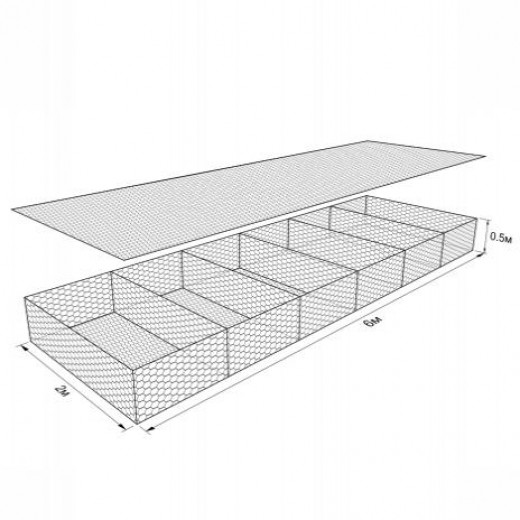 Габион ГСИ-М-6,0х2,0х0,5-С80-2,7-Ц