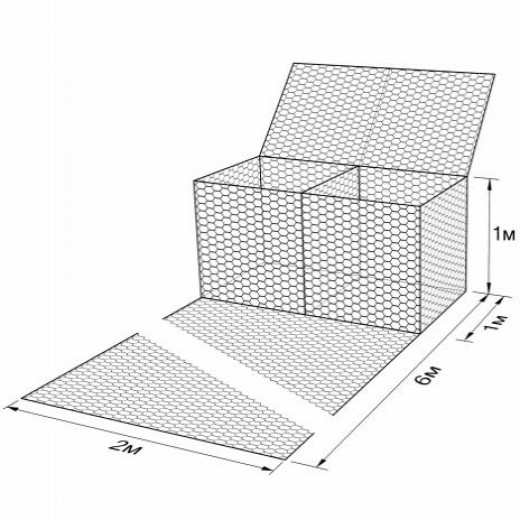 Габион ГСИ-КА-6,0х2,0х1,0-С80-2,7-Ц